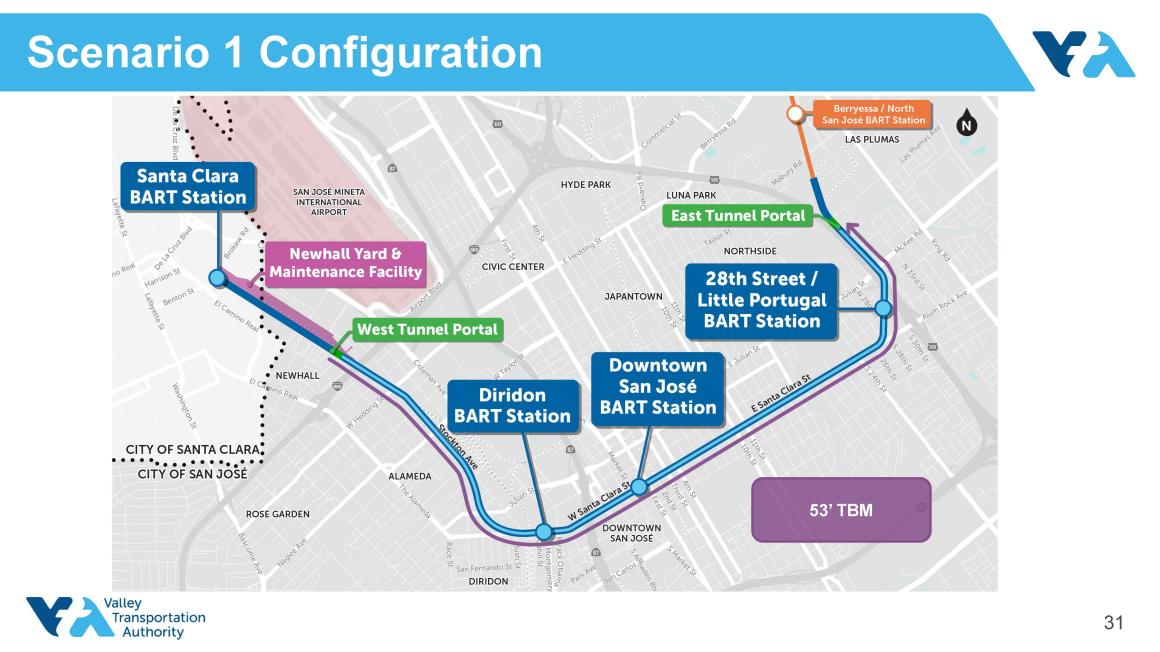 map of BART silicon Valley Phase two alignment with stations