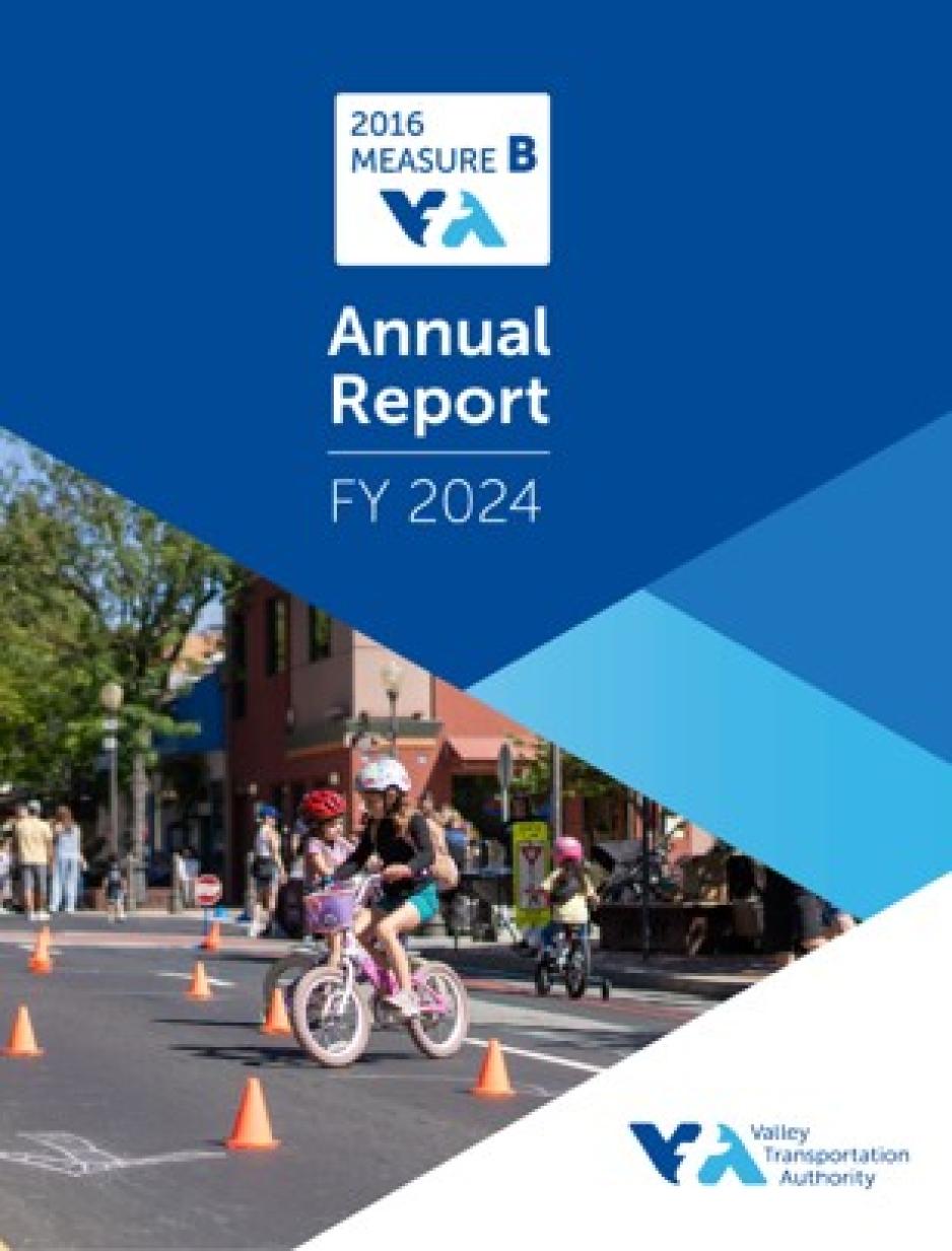 2016 Measure B Fiscal Year 2024 Annual Report Cover Page The image is the cover page of the 2016 Measure B Fiscal Year 2024 Annual Report. There is a child on a tricycle in the foreground.