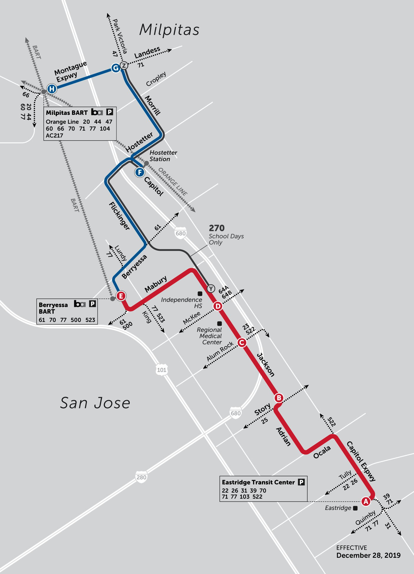 70 Bus Route - VTA - SF Transit