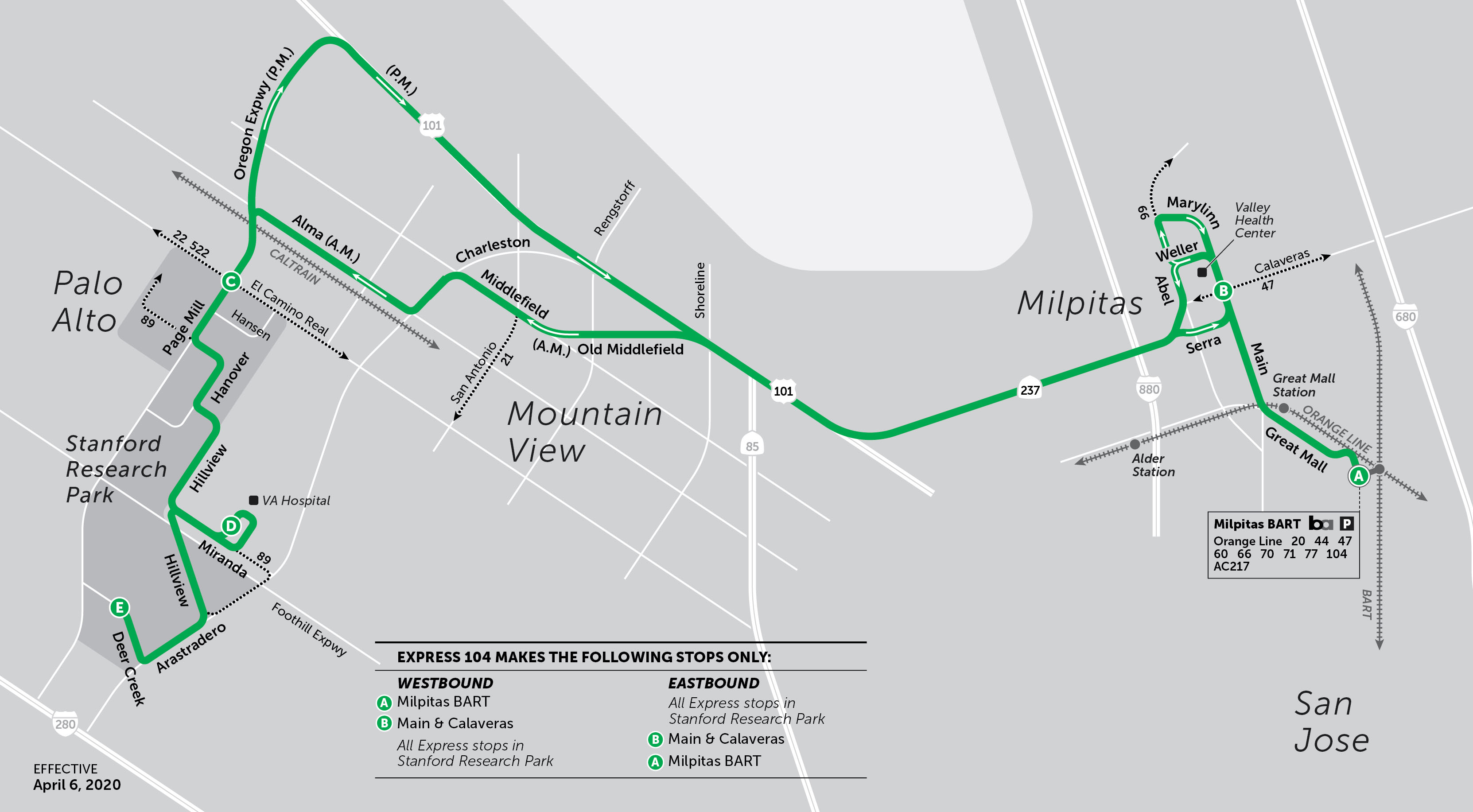 Milpitas BART - Stanford Research Park | VTA