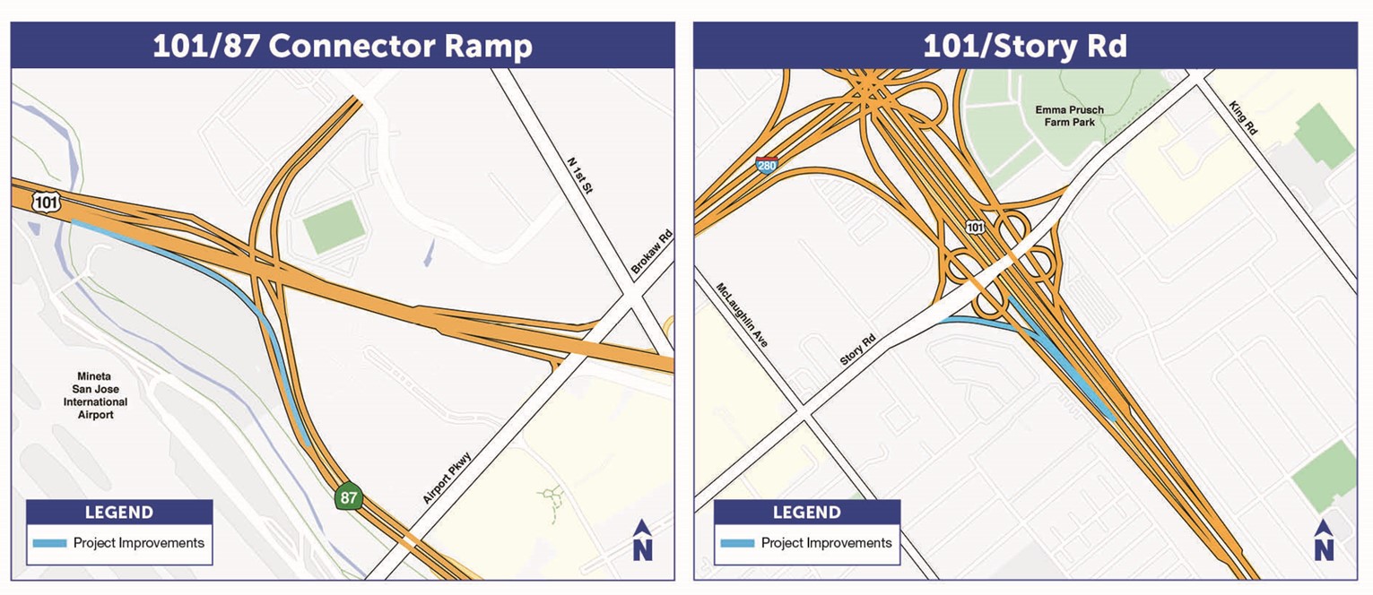 US 101 SB To SR 87 SB Connector Ramp & US 101 SB On-Ramp From Story ...