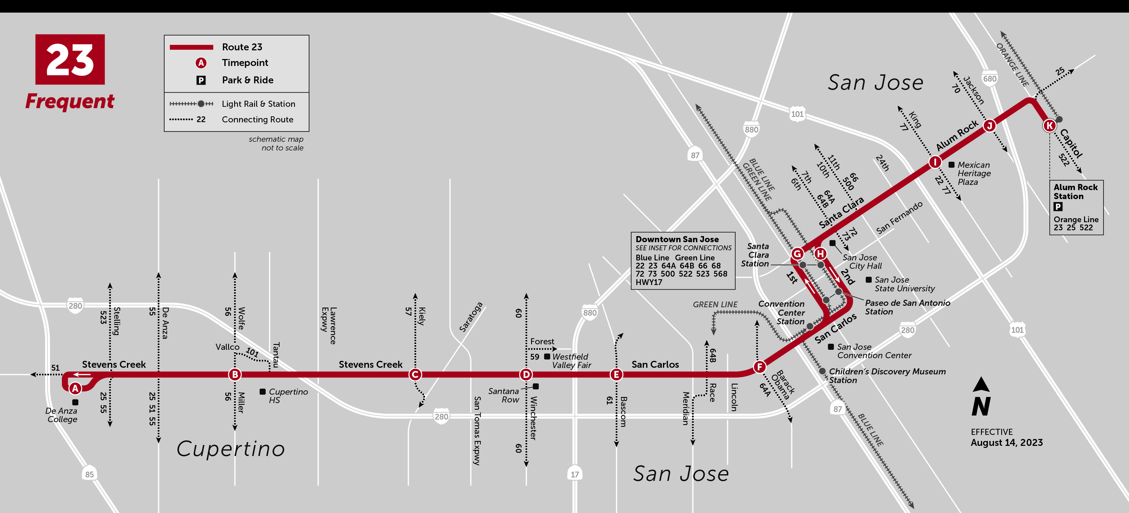 De Anza Coll - Alum Rock via Stevens Crk | VTA