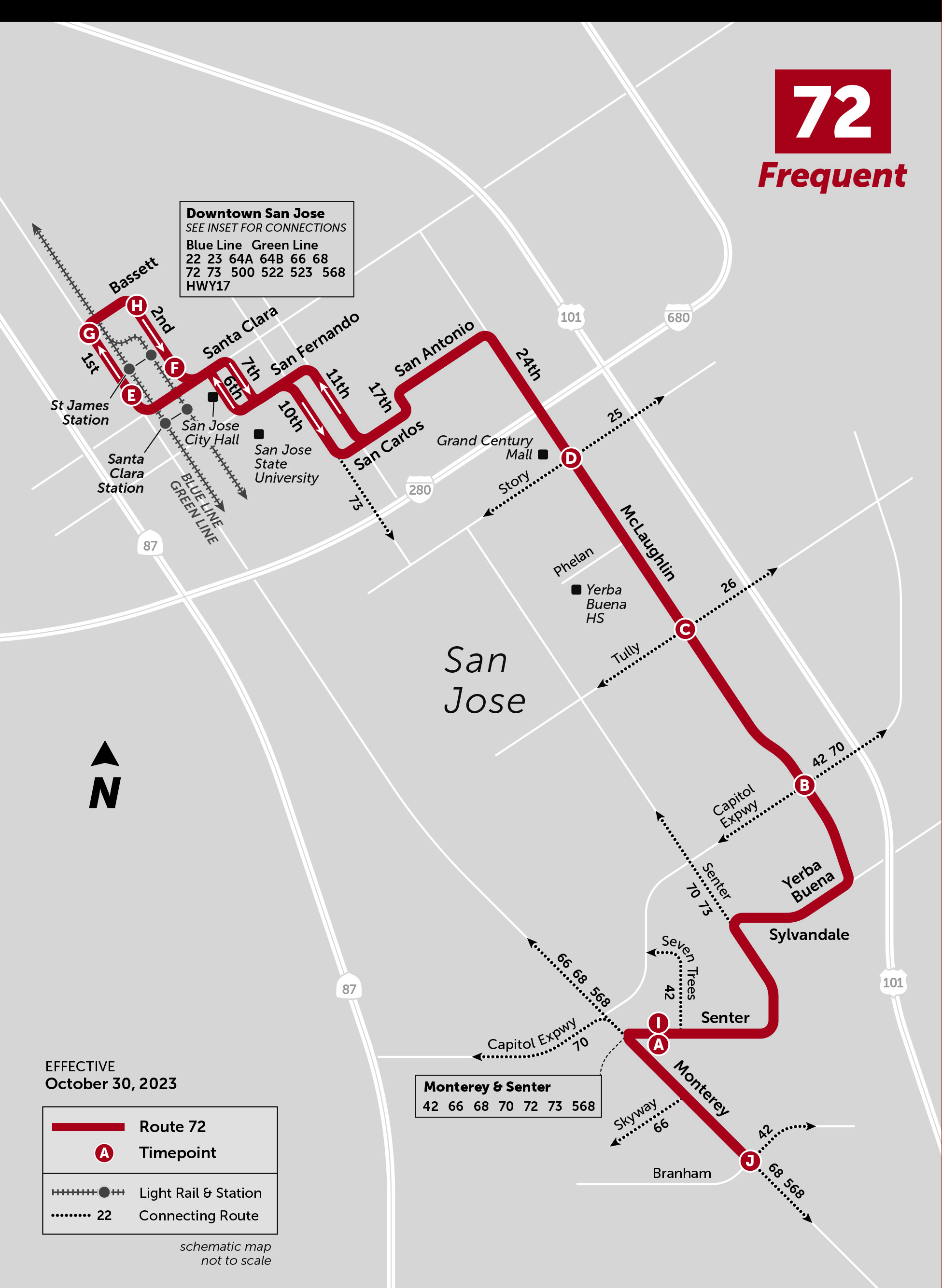 Dtwn SJ - Senter & Monterey via McLaughlin | VTA