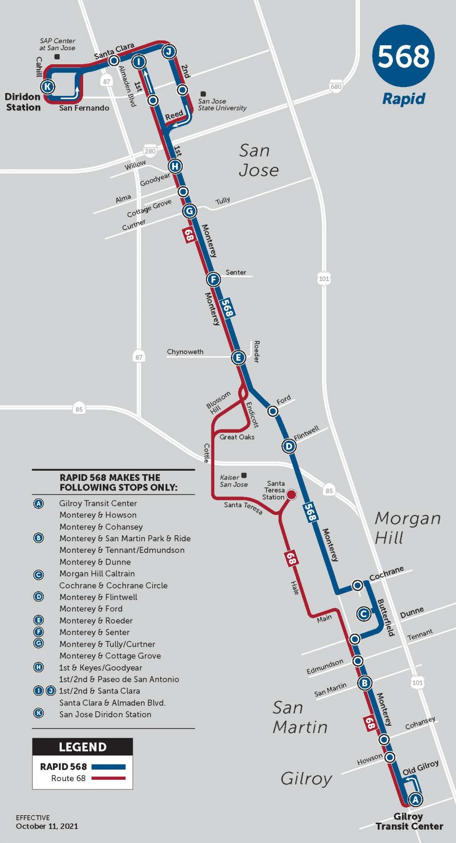 Faster. Cheaper. More Frequent. New Gilroy-downtown San Jose Rapid 