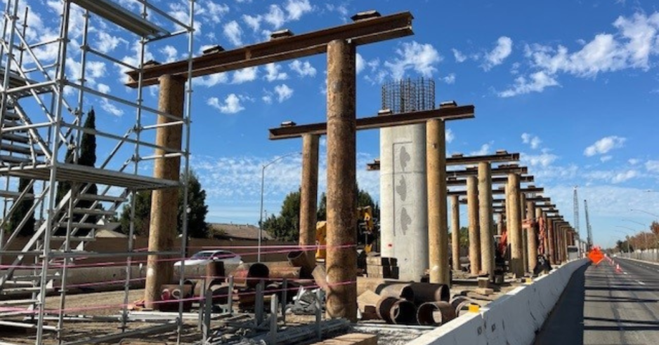 Median with prep falsework on Capitol Expressway, San Jose