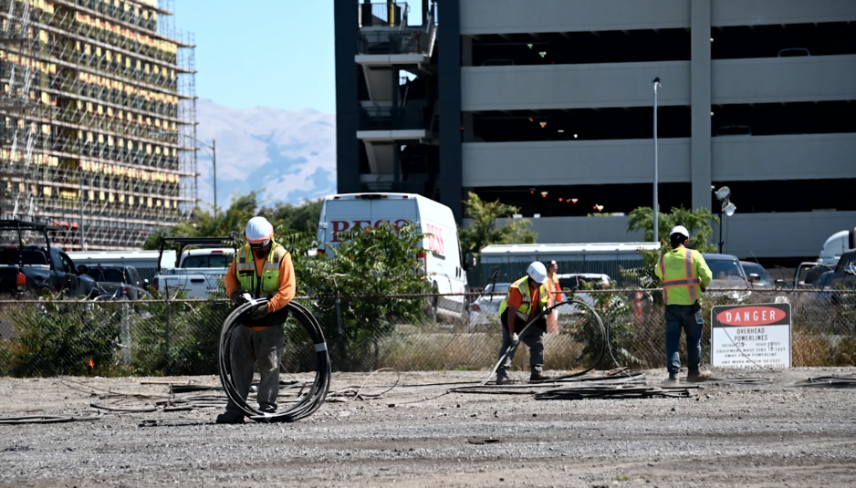 workers on the BART site