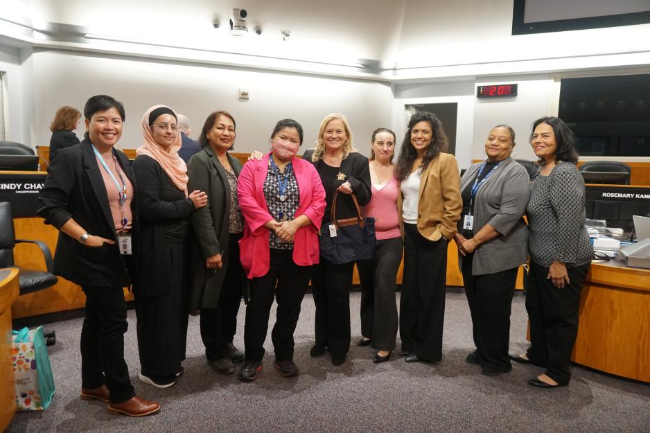 Cindy Chavez poses with Board office staff.