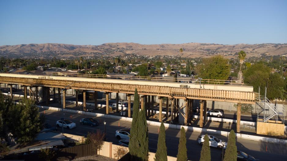 Aerial view of East San Jose at Capitol Expressway in the late afternoon.