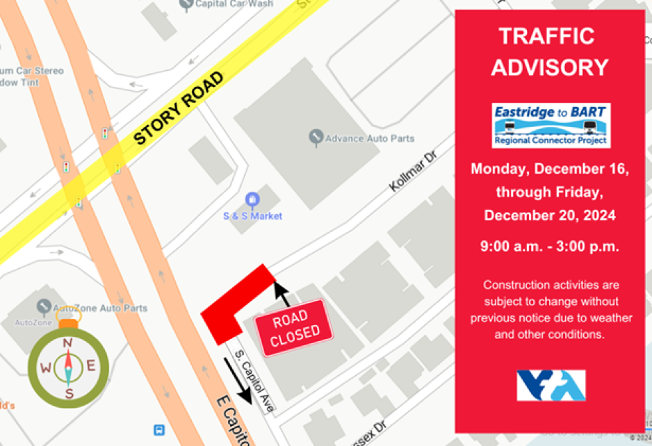 A map showing a road closure on Kollmar Drive to be held Dec 16-dec20, 2024.