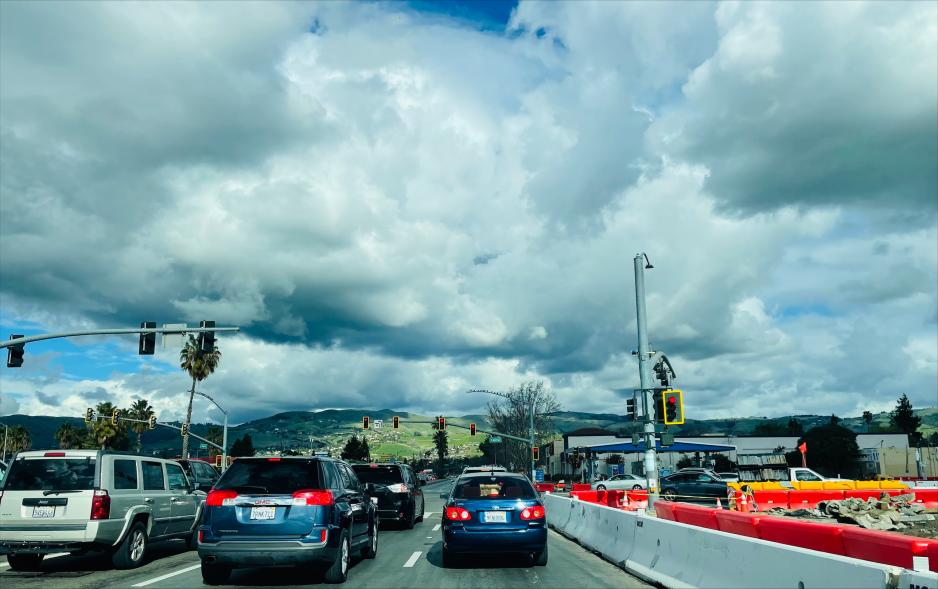 Eastboud Story Road filled with cars during traffic rush hour