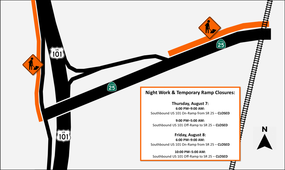 Night Work & Temporary Ramp Closures: Thursday, August 7 through Friday, August 8 Night Work & Temporary Ramp Closures: Thursday, August 7 through Friday, August 8