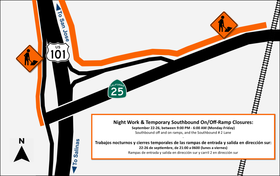 SR25 Traffic Advisory Map 9.22.2025